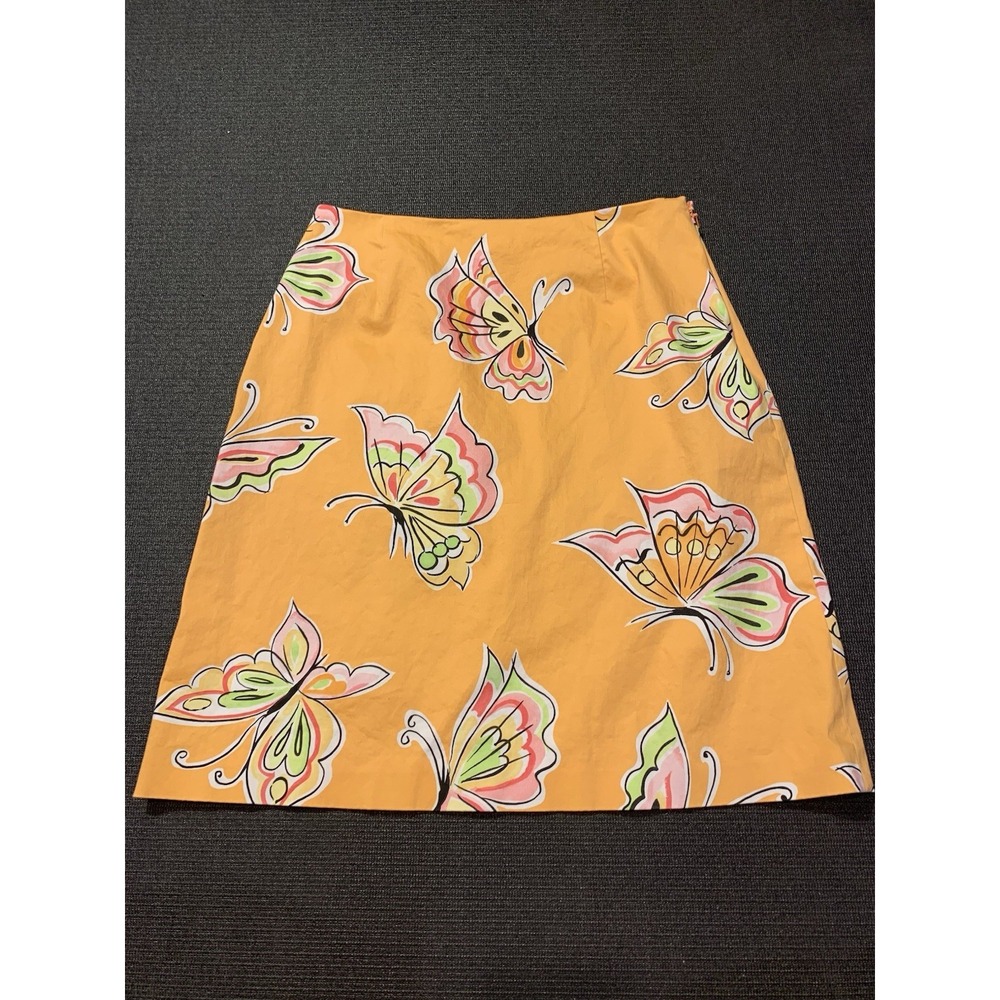 Vintage Talbots pastel butterfly mini skirt size 6 cotton spandex blend